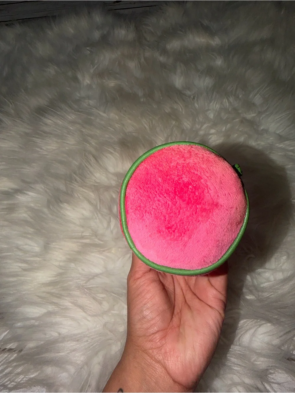 Y2K Juicy Couture Watermelon Velvet Logo Pouch & Gold Charm